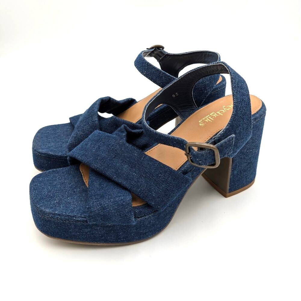 Seychelles Blessings Denim Platform Sandals Women's Blue Size US9.5 EU41